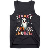 Spooky Nurse Ghost Halloween Cute Groovy Nursing Halloween Gift Tank Top