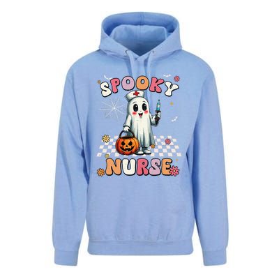 Spooky Nurse Ghost Halloween Cute Groovy Nursing Halloween Gift Unisex Surf Hoodie