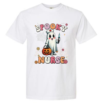 Spooky Nurse Ghost Halloween Cute Groovy Nursing Halloween Gift Garment-Dyed Heavyweight T-Shirt