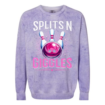 Splits N Giggles Funny Bowling Team Bowler Sports Player Colorblast Crewneck Sweatshirt