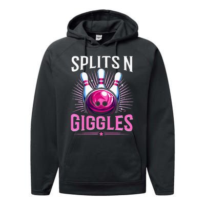 Splits N Giggles Funny Bowling Team Bowler Sports Player Performance Fleece Hoodie