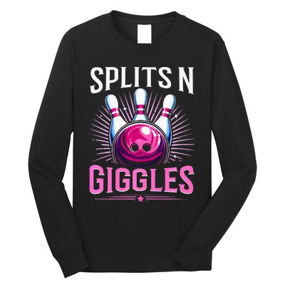 Splits N Giggles Funny Bowling Team Bowler Sports Player Long Sleeve Shirt