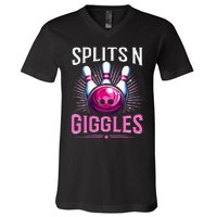 Splits N Giggles Funny Bowling Team Bowler Sports Player V-Neck T-Shirt