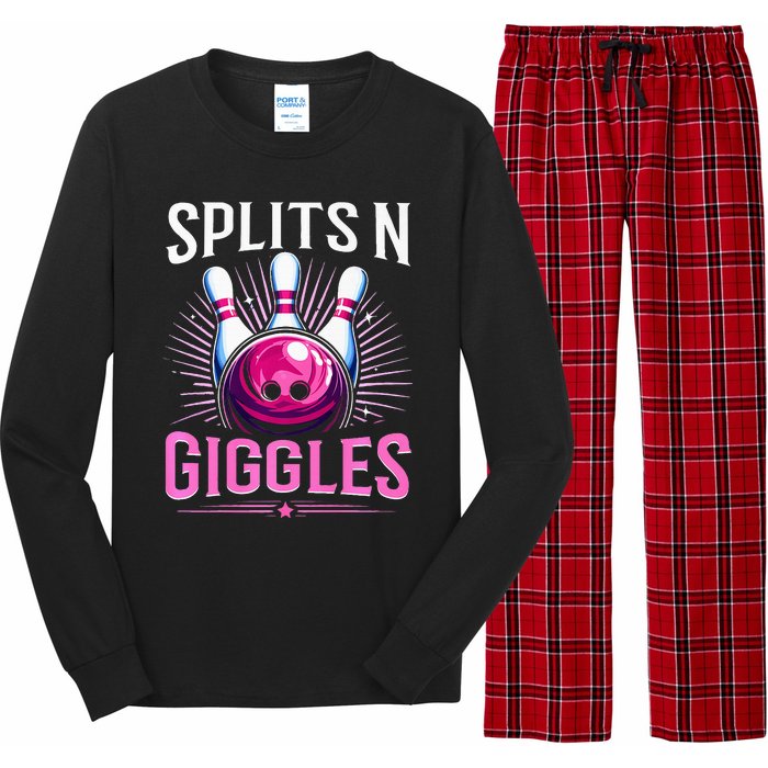 Splits N Giggles Funny Bowling Team Bowler Sports Player Long Sleeve Pajama Set