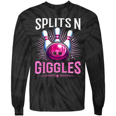 Splits N Giggles Funny Bowling Team Bowler Sports Player Tie-Dye Long Sleeve Shirt