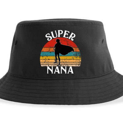 Super Nana Grandma Funny Vintage Woman Hero Sustainable Bucket Hat