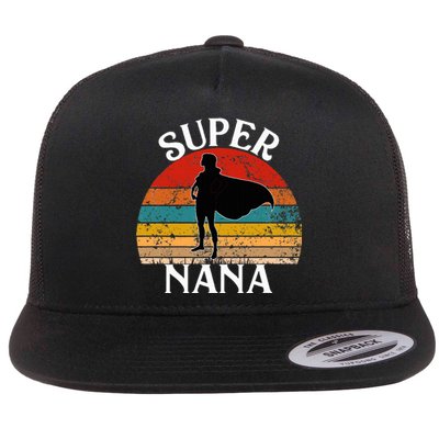 Super Nana Grandma Funny Vintage Woman Hero Flat Bill Trucker Hat