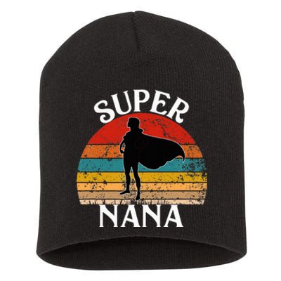 Super Nana Grandma Funny Vintage Woman Hero Short Acrylic Beanie