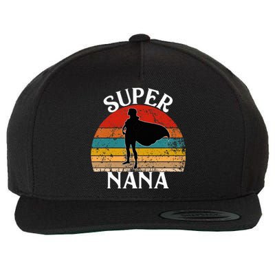 Super Nana Grandma Funny Vintage Woman Hero Wool Snapback Cap