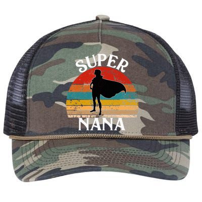 Super Nana Grandma Funny Vintage Woman Hero Retro Rope Trucker Hat Cap