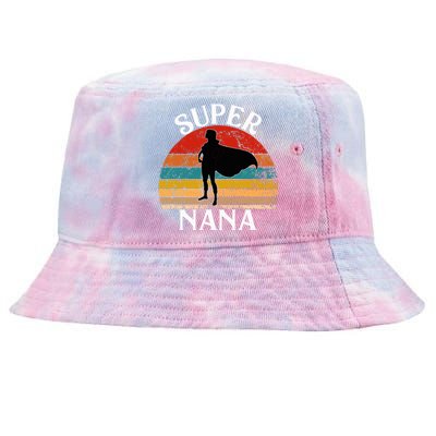 Super Nana Grandma Funny Vintage Woman Hero Tie-Dyed Bucket Hat