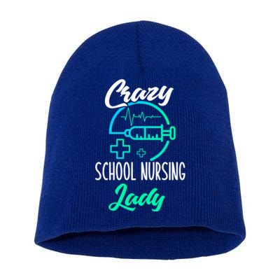 School Nurse Gift Funny Crazy School Nurse Gift Short Acrylic Beanie