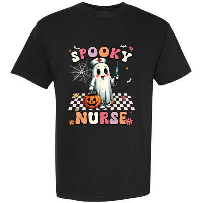 Spooky Nurse Ghost Halloween Cute Groovy Nursing Halloween Garment-Dyed Heavyweight T-Shirt