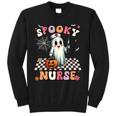 Spooky Nurse Ghost Halloween Cute Groovy Nursing Halloween Sweatshirt