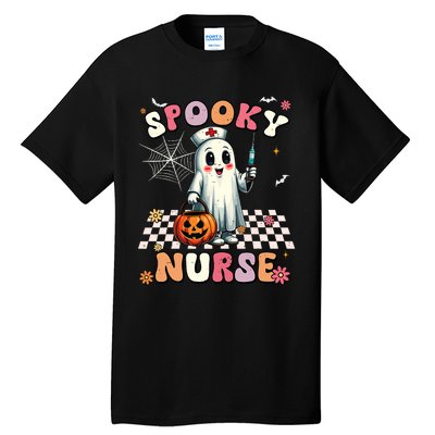 Spooky Nurse Ghost Halloween Cute Groovy Nursing Halloween Tall T-Shirt