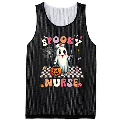 Spooky Nurse Ghost Halloween Cute Groovy Nursing Halloween Mesh Reversible Basketball Jersey Tank