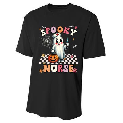 Spooky Nurse Ghost Halloween Cute Groovy Nursing Halloween Performance Sprint T-Shirt