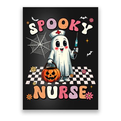 Spooky Nurse Ghost Halloween Cute Groovy Nursing Halloween Poster