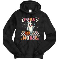 Spooky Nurse Ghost Halloween Cute Groovy Nursing Halloween Tie Dye Hoodie