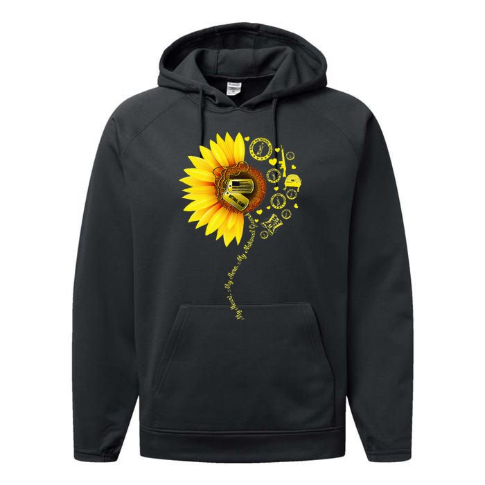 Sunflower National Guard Mom National Guard Graduation Mom Performance Fleece Hoodie