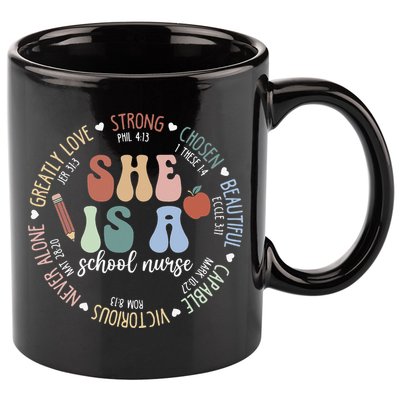 School Nurse God Says Bible Verse Christian Back To School 11oz C Handle Ceramic Mug