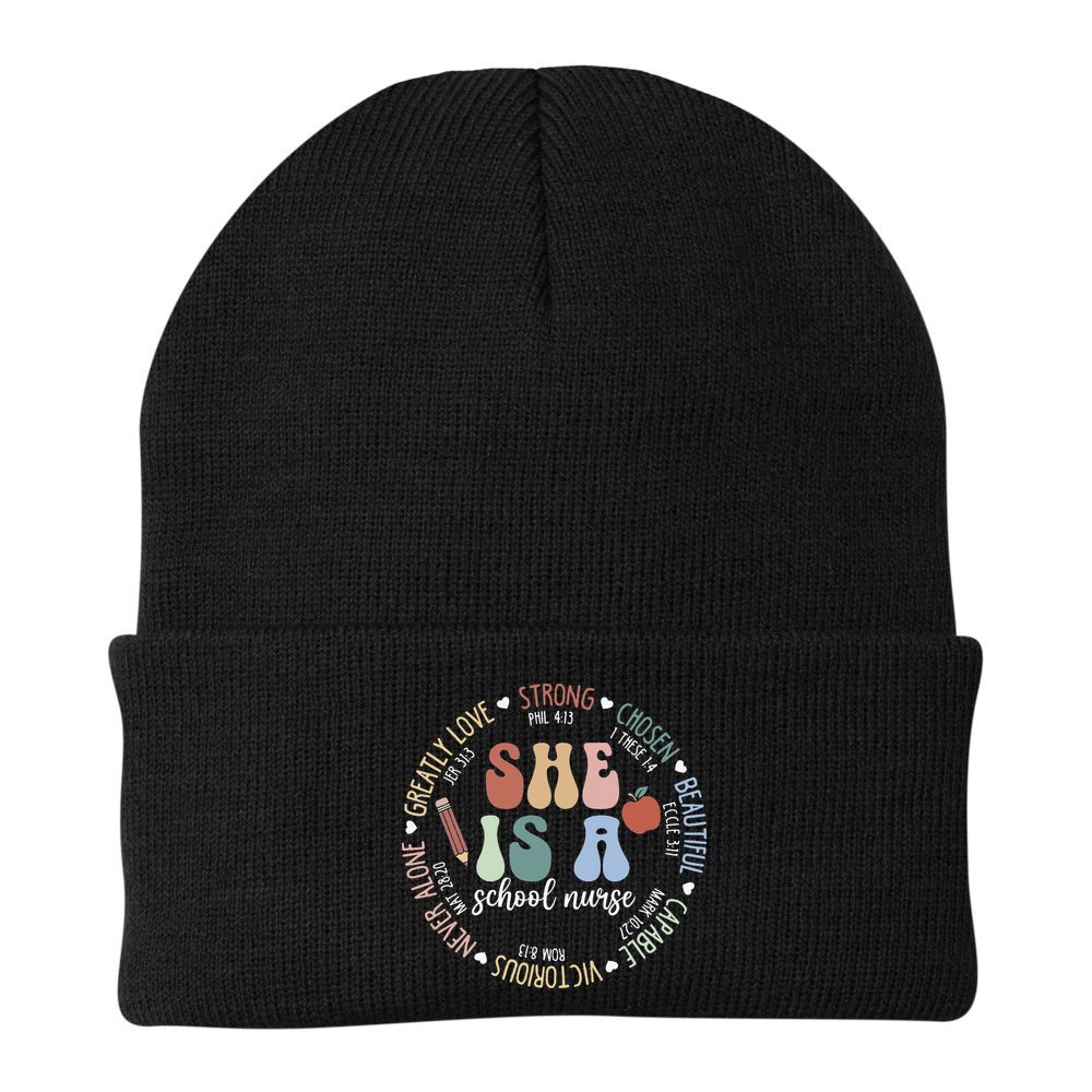 School Nurse God Says Bible Verse Christian Back To School Beanie