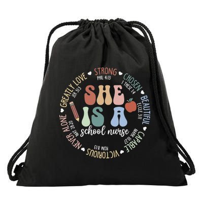 School Nurse God Says Bible Verse Christian Back To School Drawstring Bag
