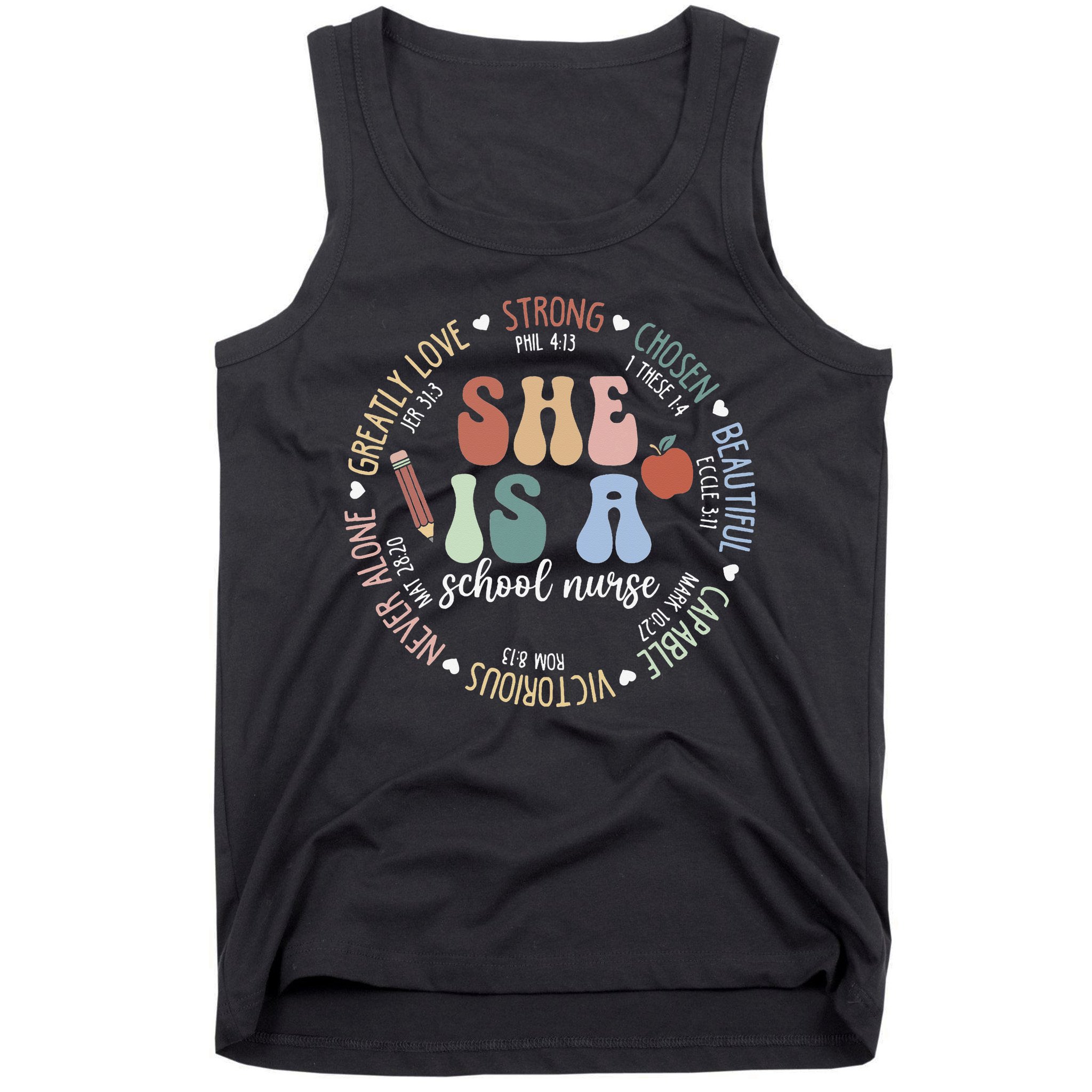 School Nurse God Says Bible Verse Christian Back To School Tank Top