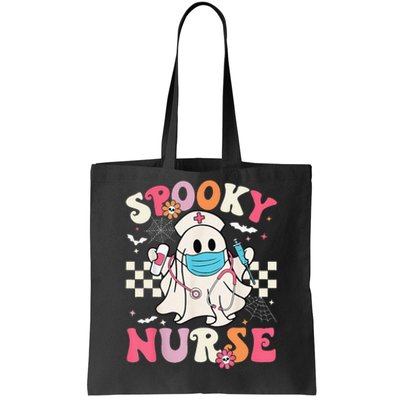 Spooky Nurse Ghost Halloween Cute Groovy Nursing Halloween Gift Tote Bag