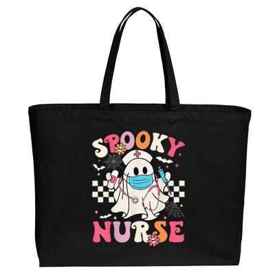 Spooky Nurse Ghost Halloween Cute Groovy Nursing Halloween Gift Cotton Canvas Jumbo Tote