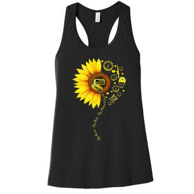 Sunflower National Guard Mom National Guard Graduation Mom Women's Racerback Tank