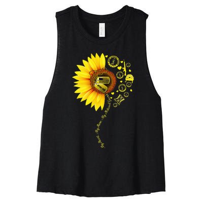 Sunflower National Guard Mom National Guard Graduation Mom Women's Racerback Cropped Tank