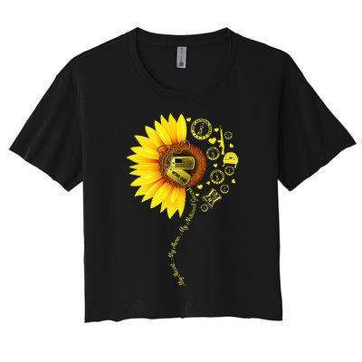 Sunflower National Guard Mom National Guard Graduation Mom Women's Crop Top Tee