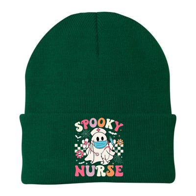 Spooky Nurse Ghost Halloween Cute Groovy Nursing Halloween Knit Cap Winter Beanie