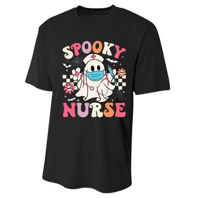 Spooky Nurse Ghost Halloween Cute Groovy Nursing Halloween Performance Sprint T-Shirt