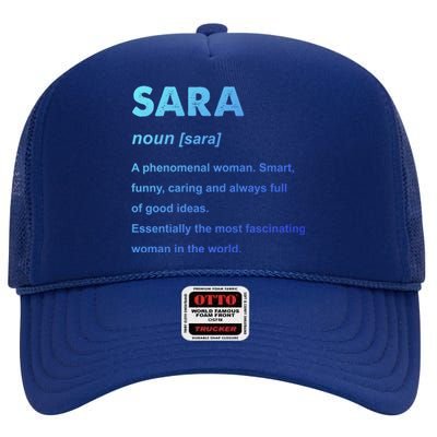 Sara Name Gift High Crown Mesh Back Trucker Hat