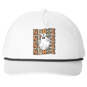 Spooky Nursing Ghost Cute Groovy Halloween Nurse Icu Cna Rn Gift Snapback Five-Panel Rope Hat