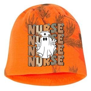 Spooky Nursing Ghost Cute Groovy Halloween Nurse Icu Cna Rn Gift Kati - Camo Knit Beanie