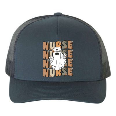 Spooky Nursing Ghost Cute Groovy Halloween Nurse Icu Cna Rn Gift Yupoong Adult 5-Panel Trucker Hat