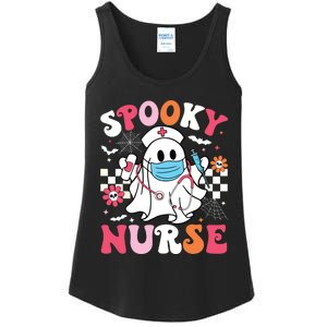 Spooky Nurse Ghost Halloween Cute Groovy Nursing Halloween Ladies Essential Tank