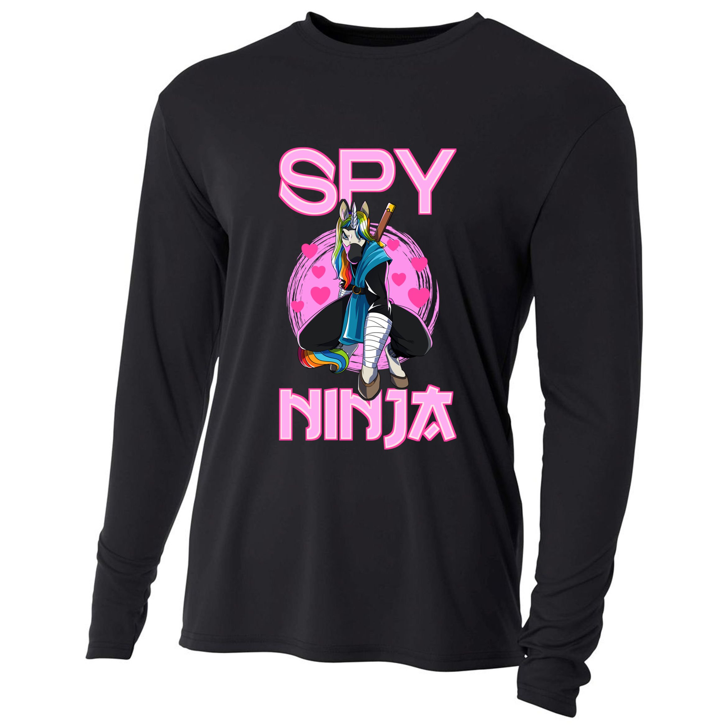 Spy Ninja Gamer Unicorn Gaming Ninjas Warrior Game Samurai Funny Gift Cooling Performance Long Sleeve Crew