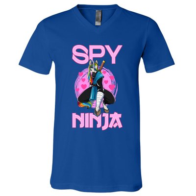 Spy Ninja Gamer Unicorn Gaming Ninjas Warrior Game Samurai Funny Gift V-Neck T-Shirt