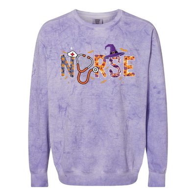 Spooky Nurse Halloween Graphic Colorblast Crewneck Sweatshirt