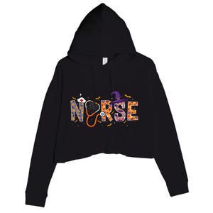 Spooky Nurse Halloween Graphic Crop Fleece Hoodie