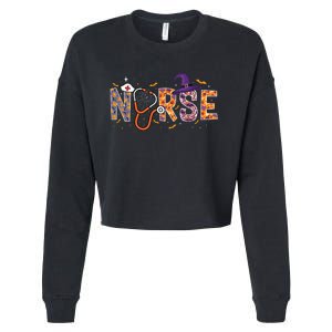 Spooky Nurse Halloween Graphic Cropped Pullover Crew