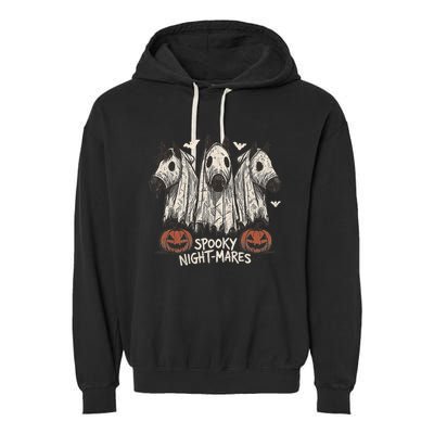 Spooky Nightmares Halloween Horse Ghost Funny Spooky Season Garment-Dyed Fleece Hoodie