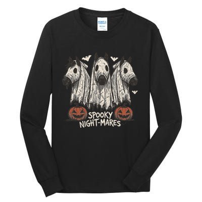 Spooky Nightmares Halloween Horse Ghost Funny Spooky Season Tall Long Sleeve T-Shirt