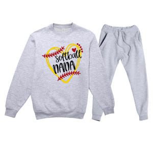 Softball Nana Heart Premium Crewneck Sweatsuit Set