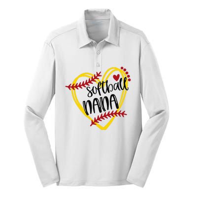 Softball Nana Heart Silk Touch Performance Long Sleeve Polo