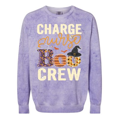 Scary Nurse Halloween Ghost Spider Charge Nurse Boo Crew Gift Colorblast Crewneck Sweatshirt